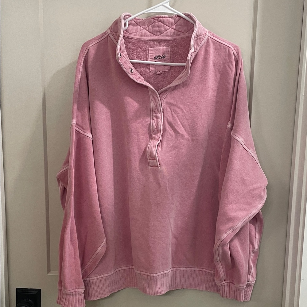 aerie Dusty Pink Half-Zip Cowl Sweatshirt